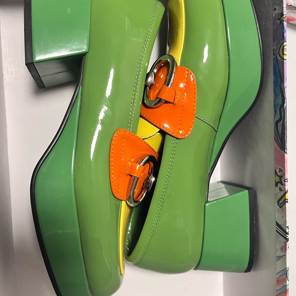 Jeffrey Campbell Green Yellow Orange Loafers - Picture 2 of 3